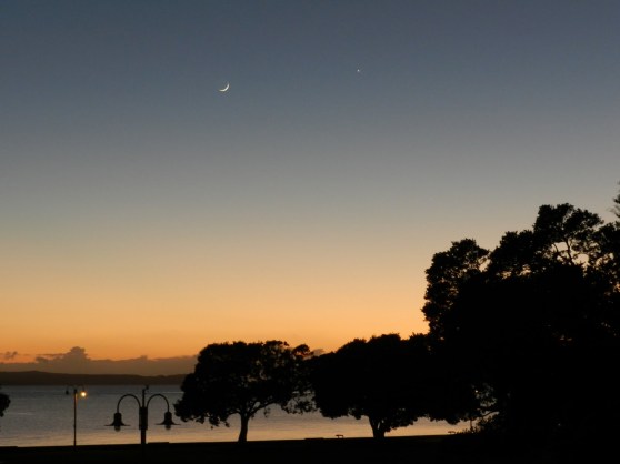 Photograph of sunrise with moon, you can see how this landscape inspires the paintings.