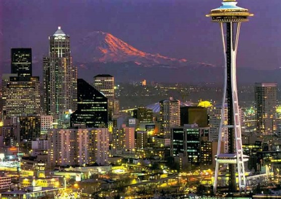 Seattle with Mount Rainer looking South